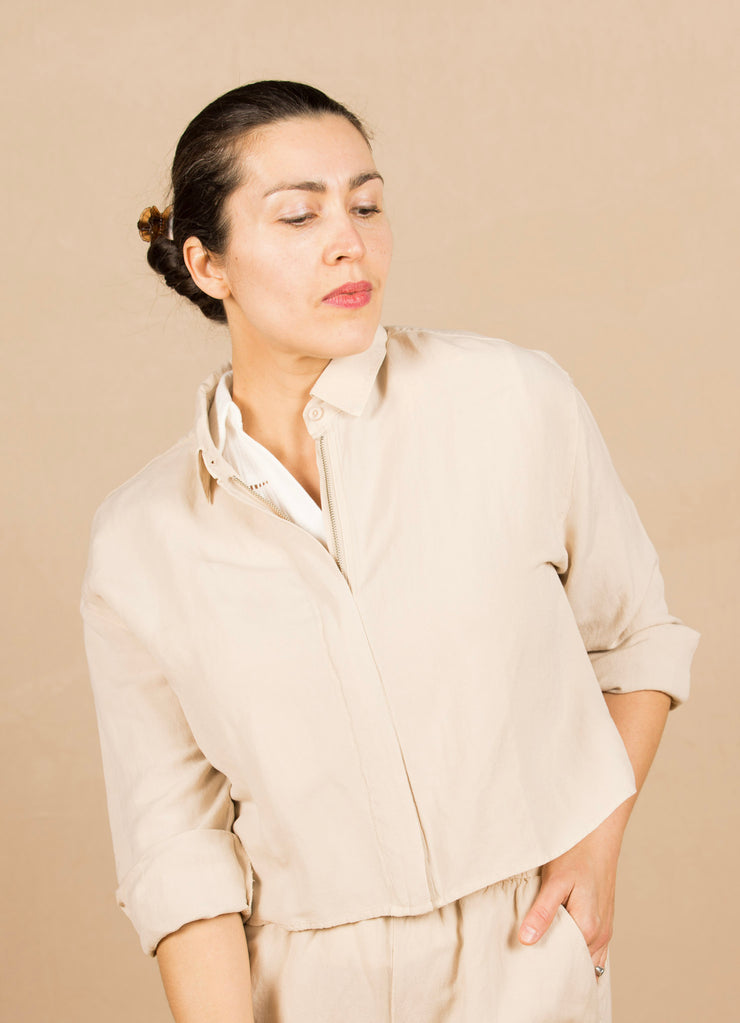 Oversized Cropped Shacket Moroccan Sand