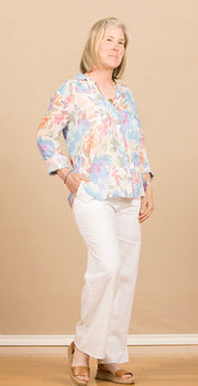 Clean Front Hipster Shirt Floral Garden Print