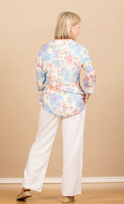 Clean Front Hipster Shirt Floral Garden Print