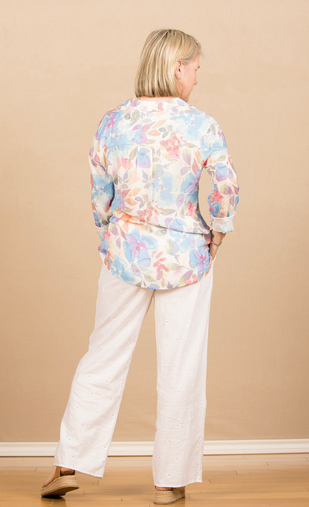 Clean Front Hipster Shirt Floral Garden Print