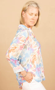 Clean Front Hipster Shirt Floral Garden Print