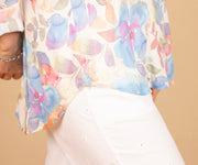 Clean Front Hipster Shirt Floral Garden Print