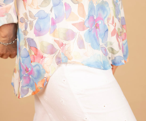 Clean Front Hipster Shirt Floral Garden Print