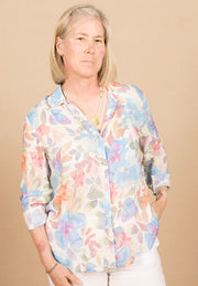 Clean Front Hipster Shirt Floral Garden Print