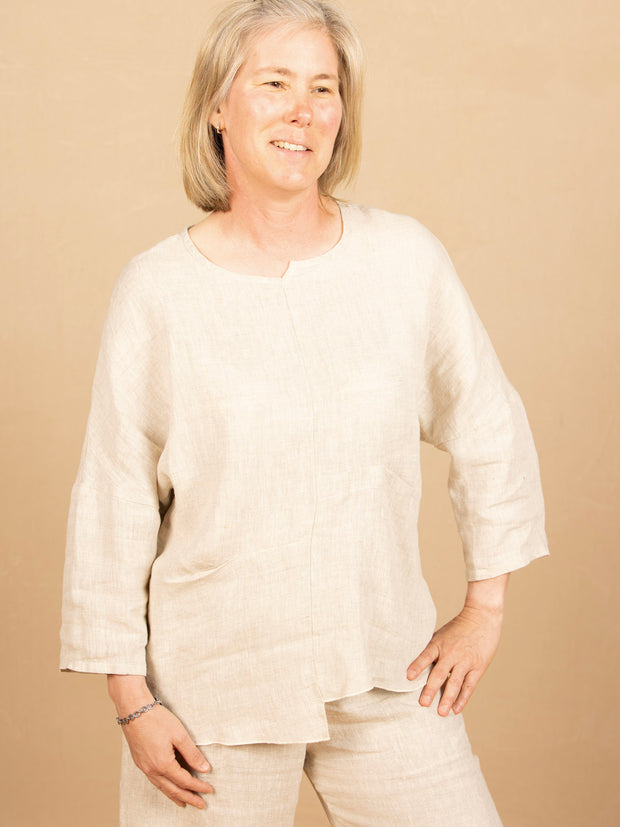 Boxy Pleat Top Natural