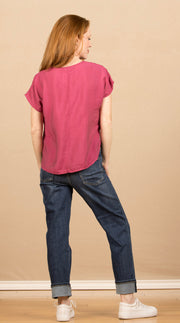 V Neck Popover Rhubarb