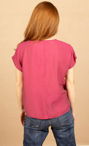 V Neck Popover Rhubarb