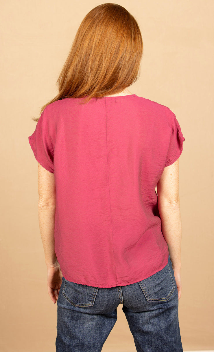 V Neck Popover Rhubarb
