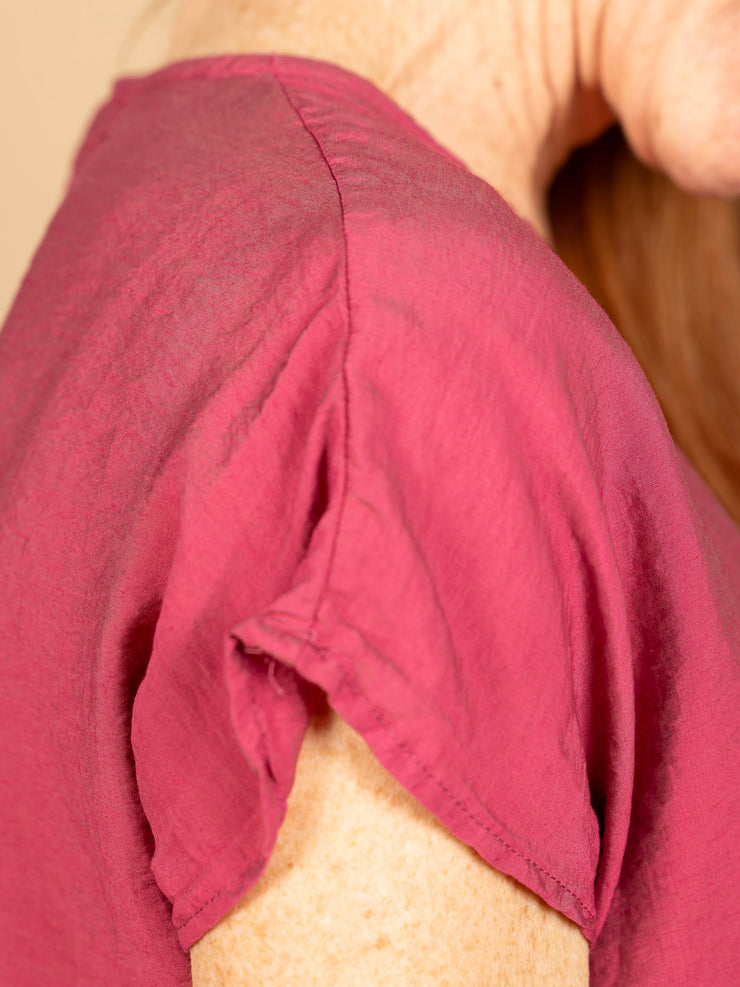 V Neck Popover Rhubarb