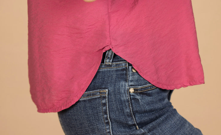 V Neck Popover Rhubarb