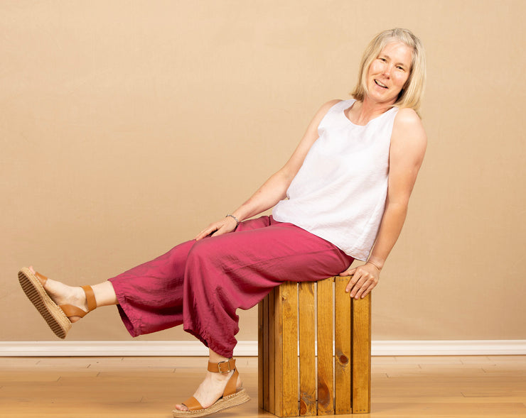 Darted Crop Pant Rhubarb