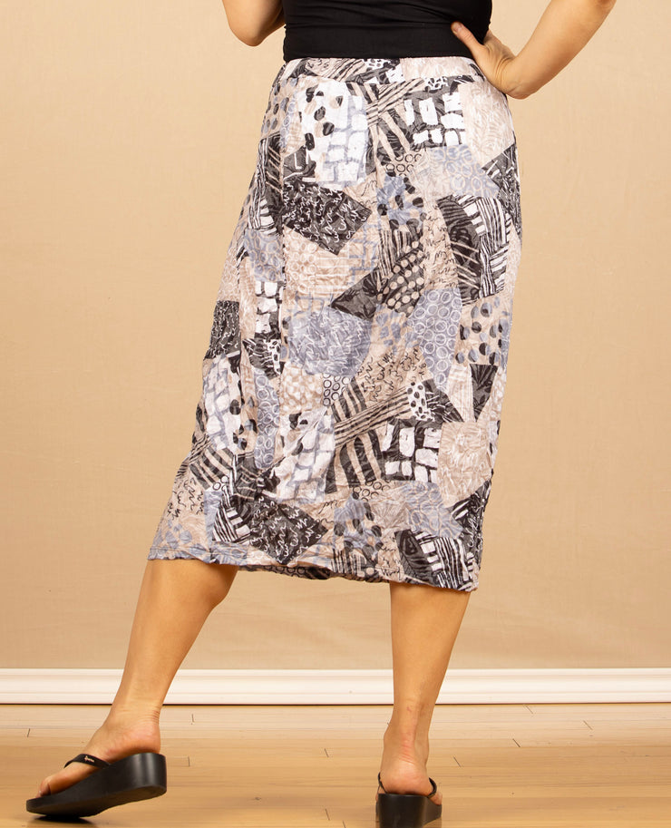 Crinkle Ruched Skirt Khaki