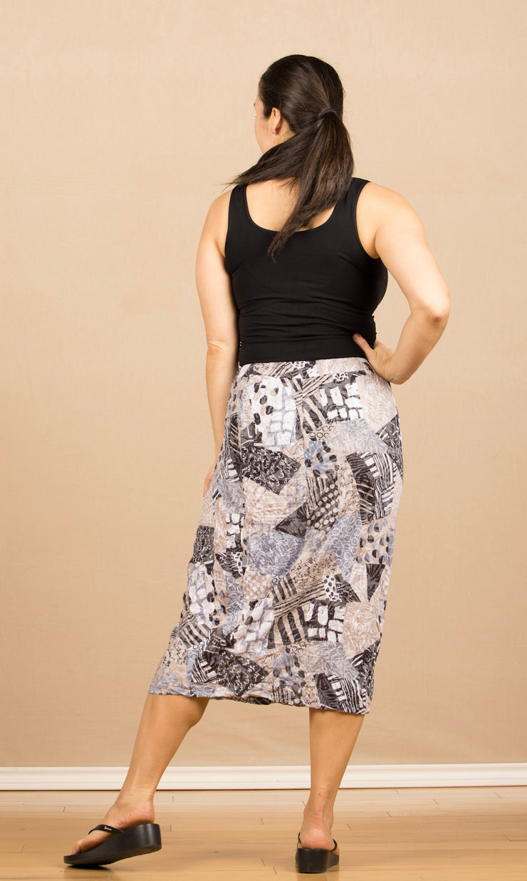Crinkle Ruched Skirt Khaki