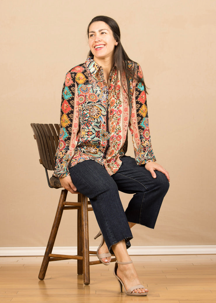 Viscose Silk Button Down Multi
