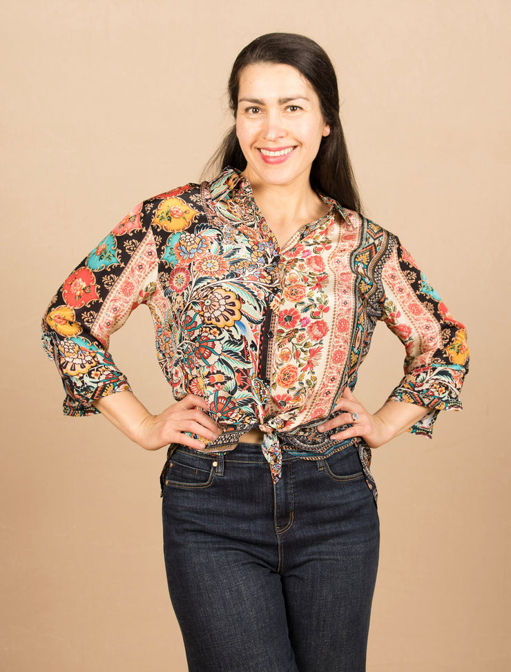 Viscose Silk Button Down Multi