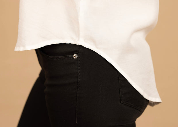 Contrast Trim Long Sleeve Pullover Off White