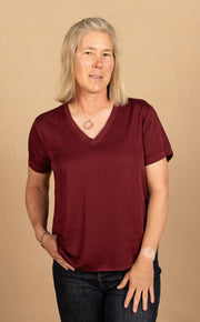 V- Neck Tee Deep Plum