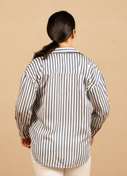 Oversized Button Down Denim Blue Stripe
