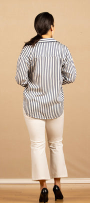 Oversized Button Down Denim Blue Stripe