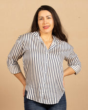 Oversized Button Down Denim Blue Stripe