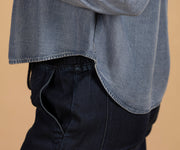 Long Sleeve Pintuck Pullover Skyline Spray Wash