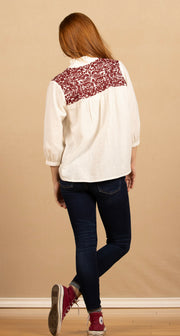 The Jane Top Maroon/White