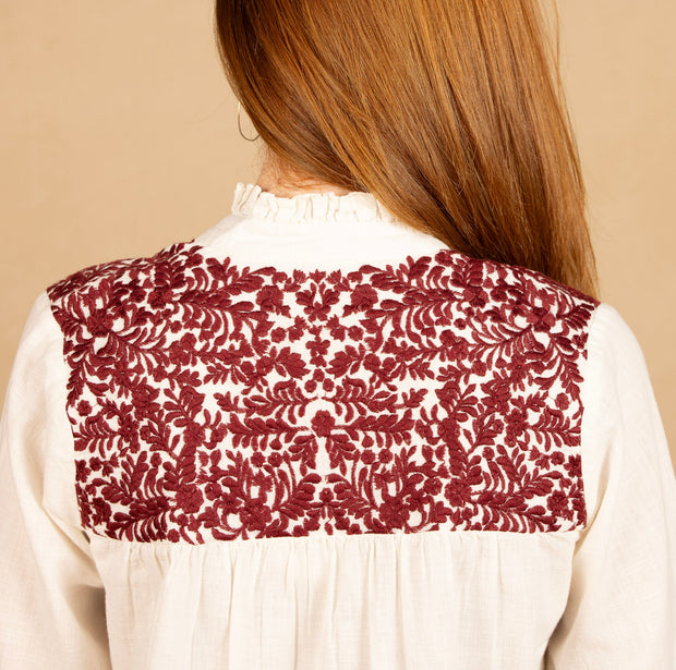 The Jane Top Maroon/White