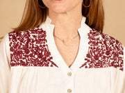 The Jane Top Maroon/White