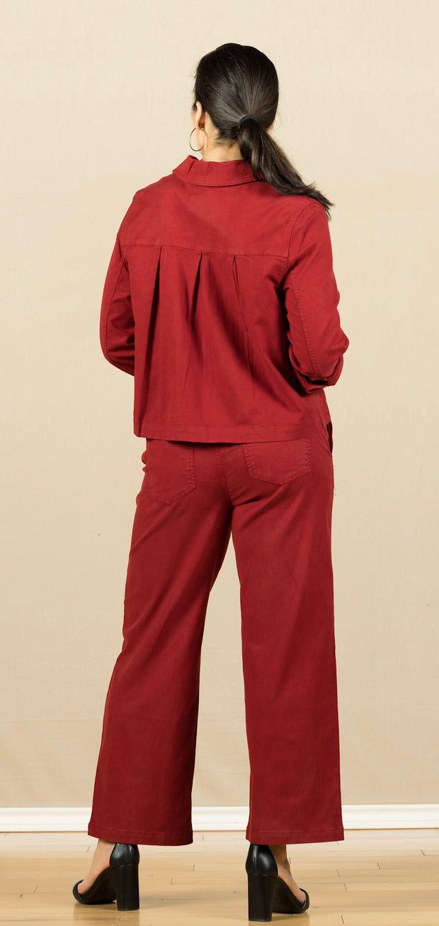 Stride Wide Leg W/ Self Belt Maroon Berry