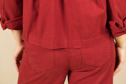 Pleat Back Crop Jacket Maroon Berry