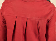 Pleat Back Crop Jacket Maroon Berry