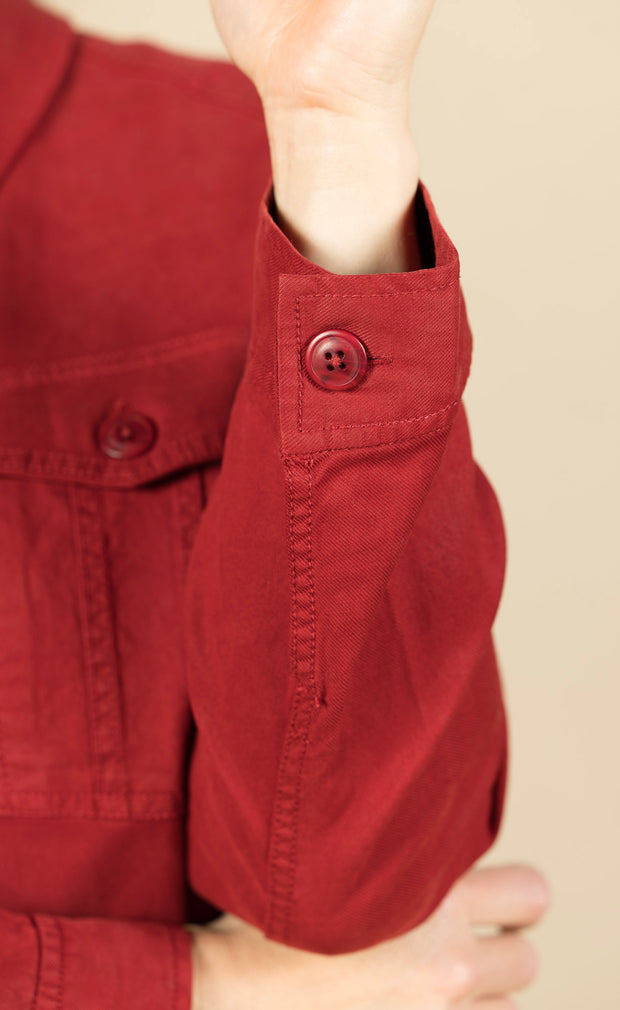 Pleat Back Crop Jacket Maroon Berry