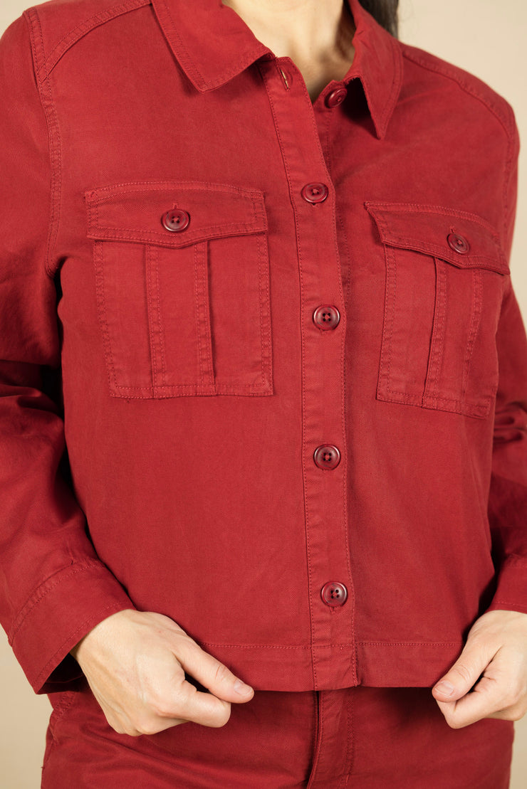 Pleat Back Crop Jacket Maroon Berry