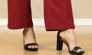 Stride Wide Leg W/ Self Belt Maroon Berry