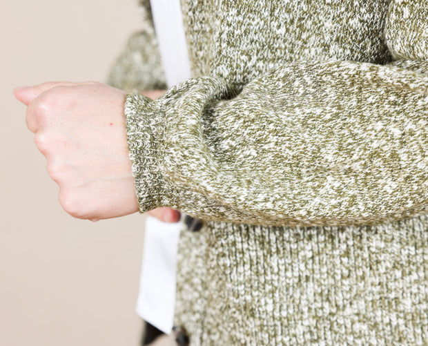 Long Sleeve Button Front Cardigan Sweater Olive Melange