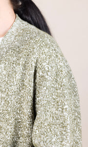 Long Sleeve Button Front Cardigan Sweater Olive Melange