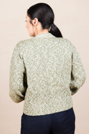 Long Sleeve Button Front Cardigan Sweater Olive Melange