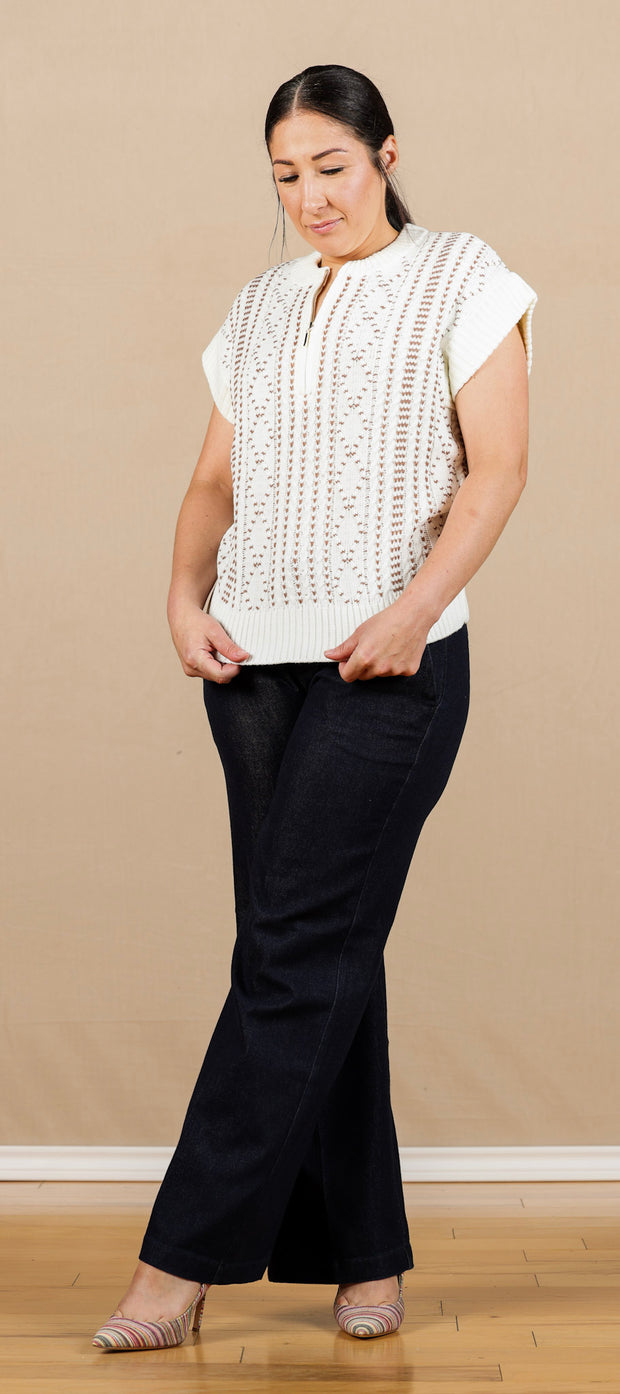 Cap Sleeve Dolman 1/2 Zip Sweater