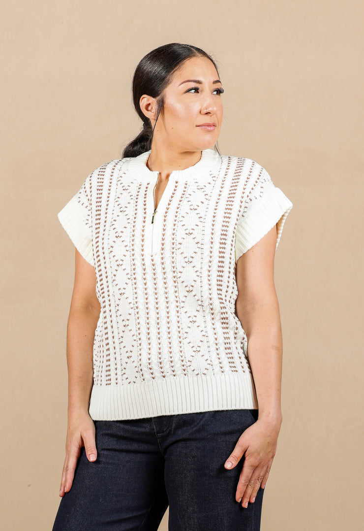 Cap Sleeve Dolman 1/2 Zip Sweater