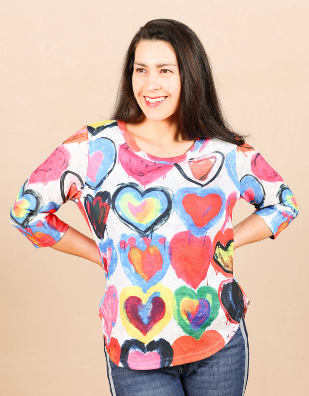 Slub Knit Basic Heart Tee