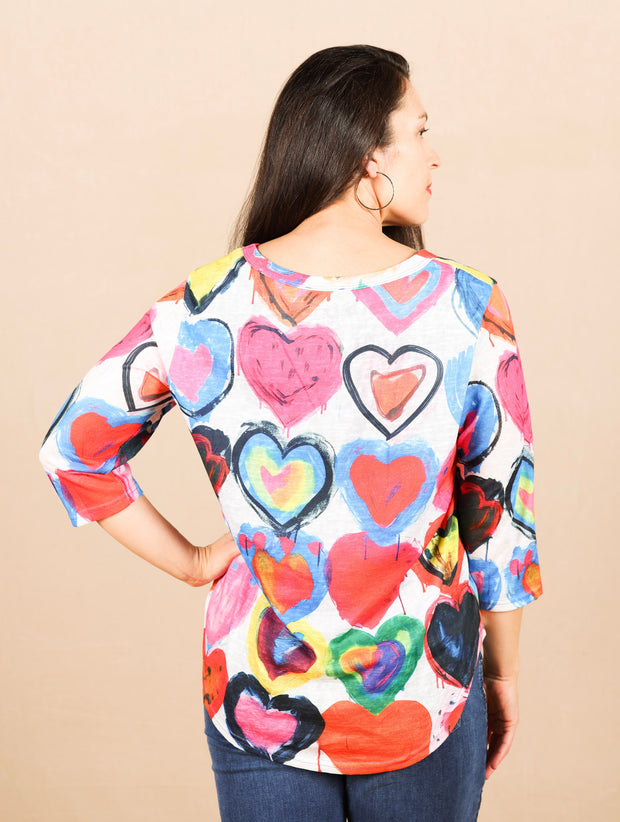 Slub Knit Basic Heart Tee