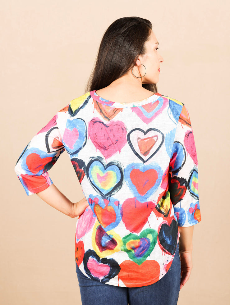 Slub Knit Basic Heart Tee