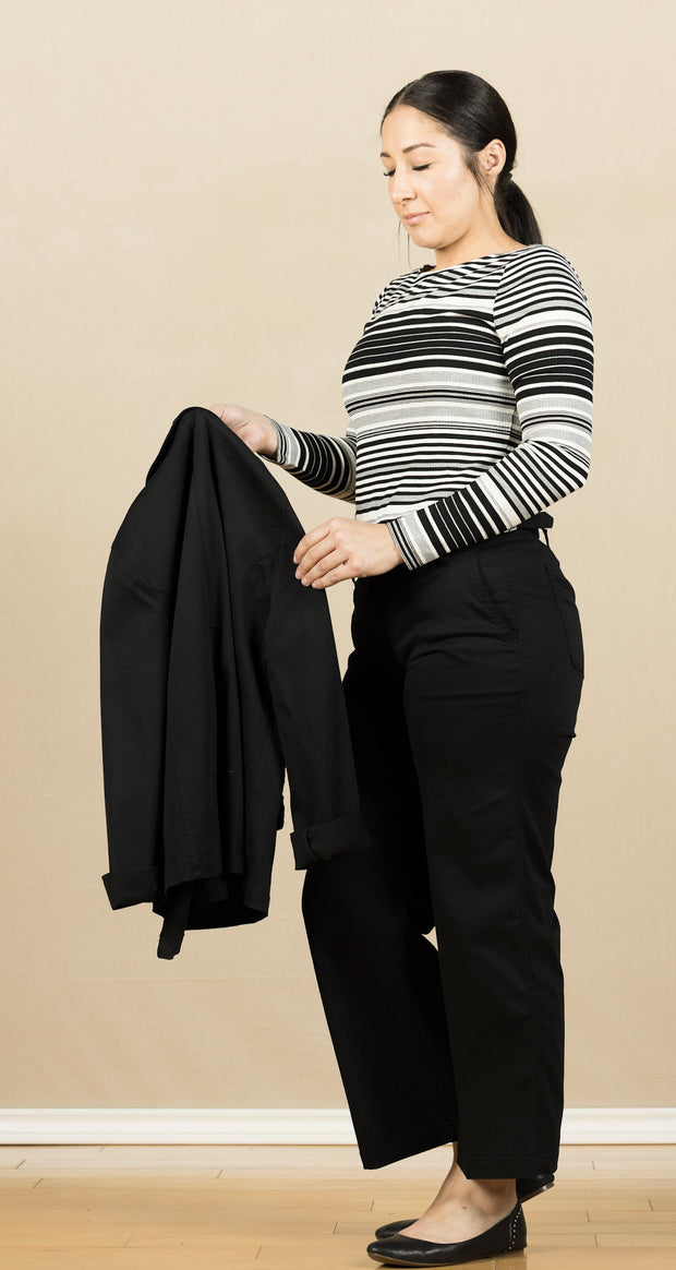 High Rise Cinch Waist Wide Leg Onyx