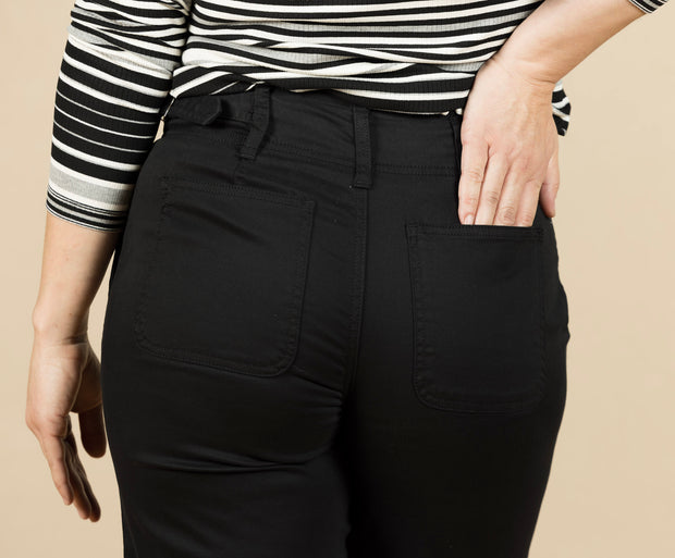 High Rise Cinch Waist Wide Leg Onyx