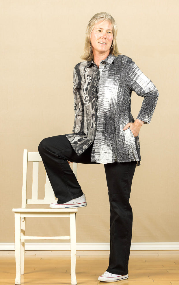 Crushed Mixed Shirt Gray