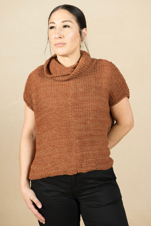 Tasha Marled Short Sleeve Chunky Golden Brown/Sepi Mist