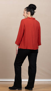 Airflow Solid Mock Neck Ruched Side Detail Top Rust