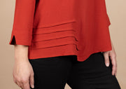 Airflow Solid Mock Neck Ruched Side Detail Top Rust