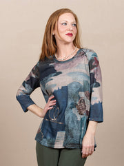 Slub Knit Button Back Teal
