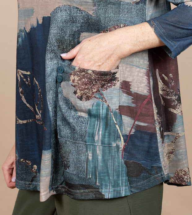 Slub Knit Button Back Teal